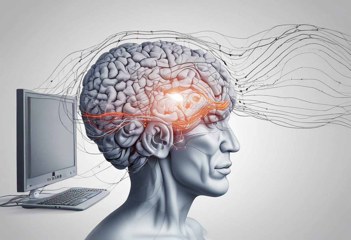 Brain waves being digitized and transferred to a computer