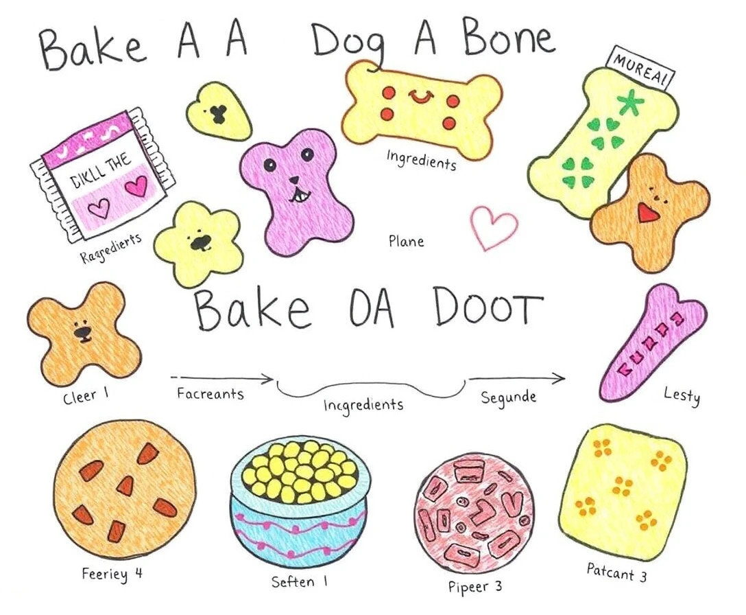 Illustration showing various pet treats made with Bake A Dog A Bone