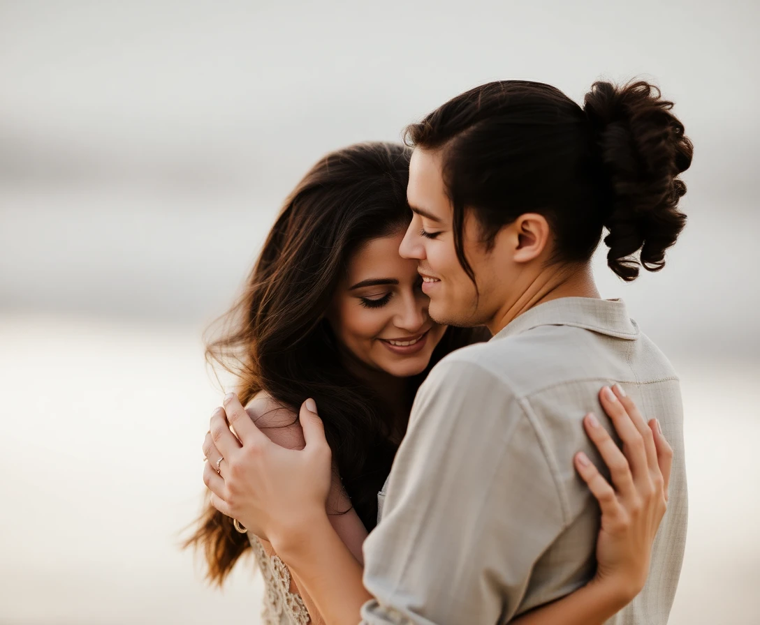 Man and woman sharing an intimate and affectionate moment