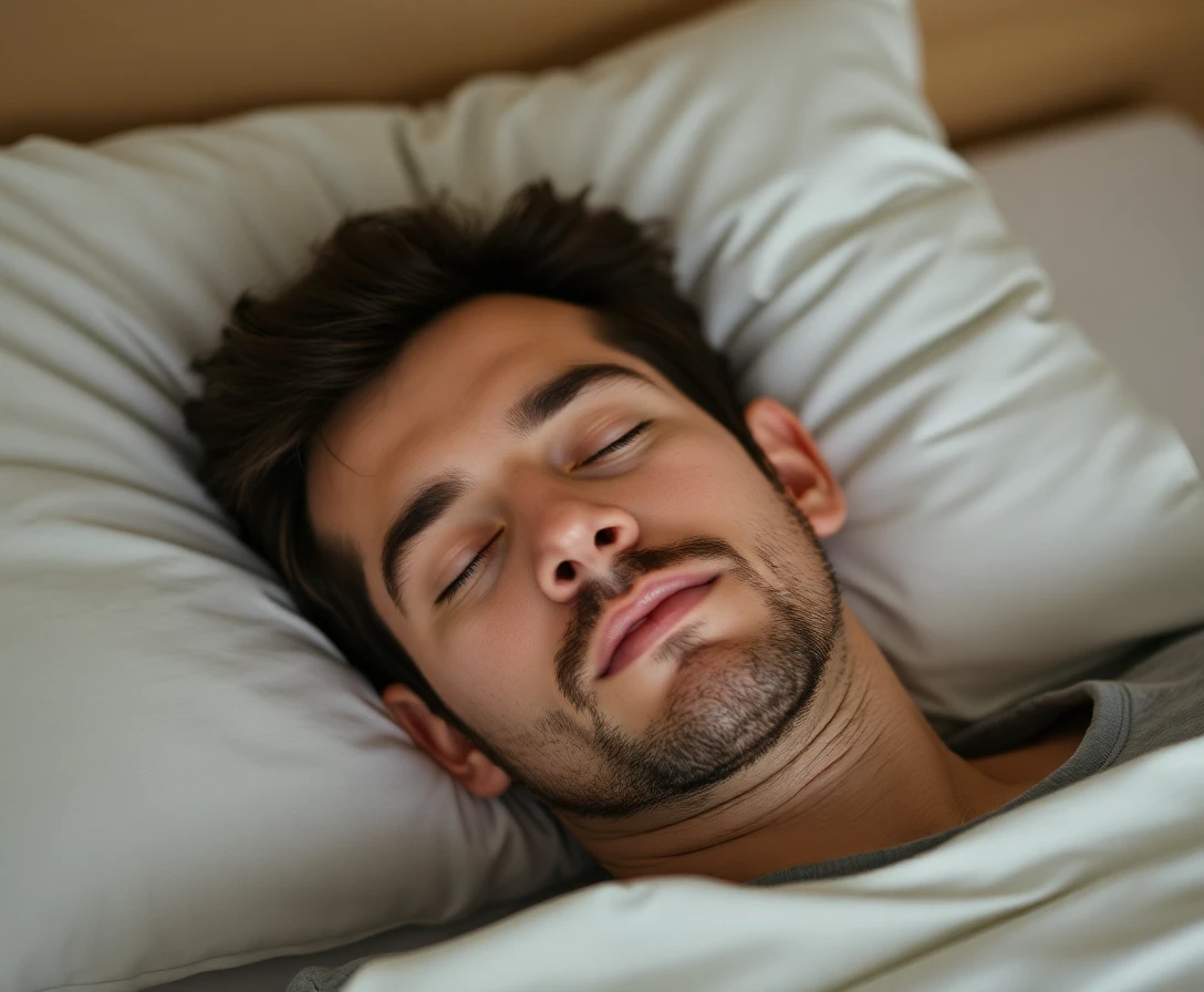 Man in deep and restorative sleep