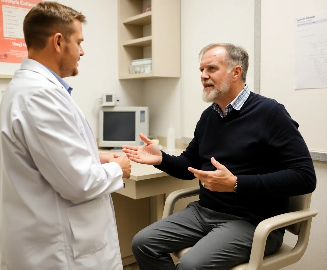 Man in medical consultation for check-up