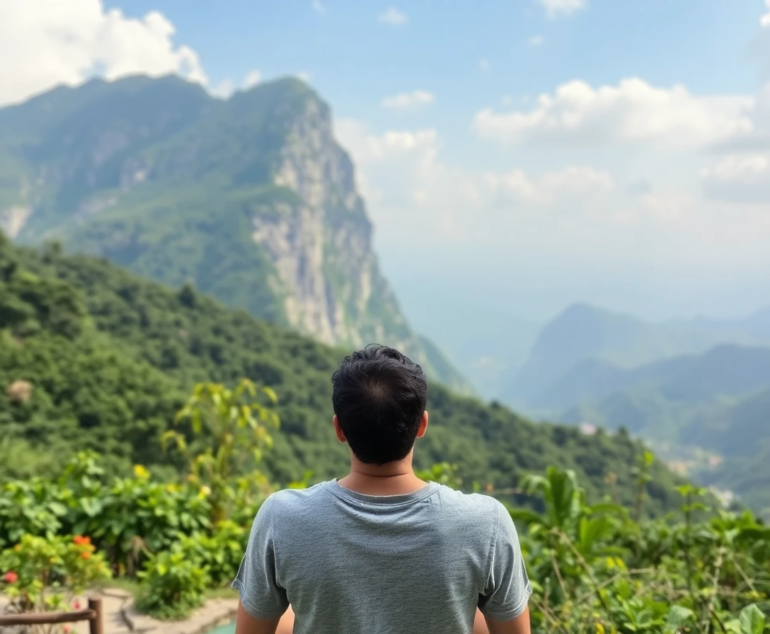 Man meditating in a tranquil natural setting